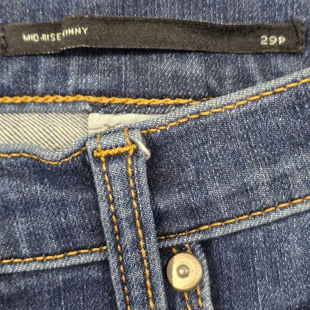 Banana Republic Mid Rise Skinny Jeans Dark Wash Raw Hem 29 Petite‎ Washwell
